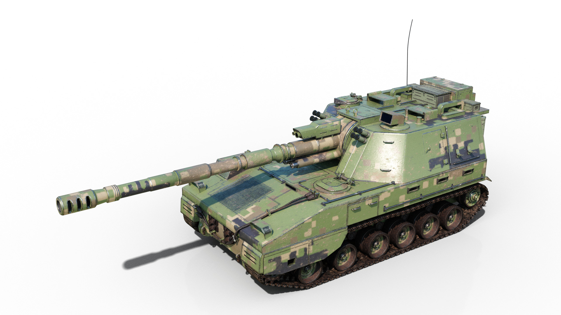 4 coatings of PLA Army PLZ45A4 155mm self-propelled howitzer Low-poly 3D model_1