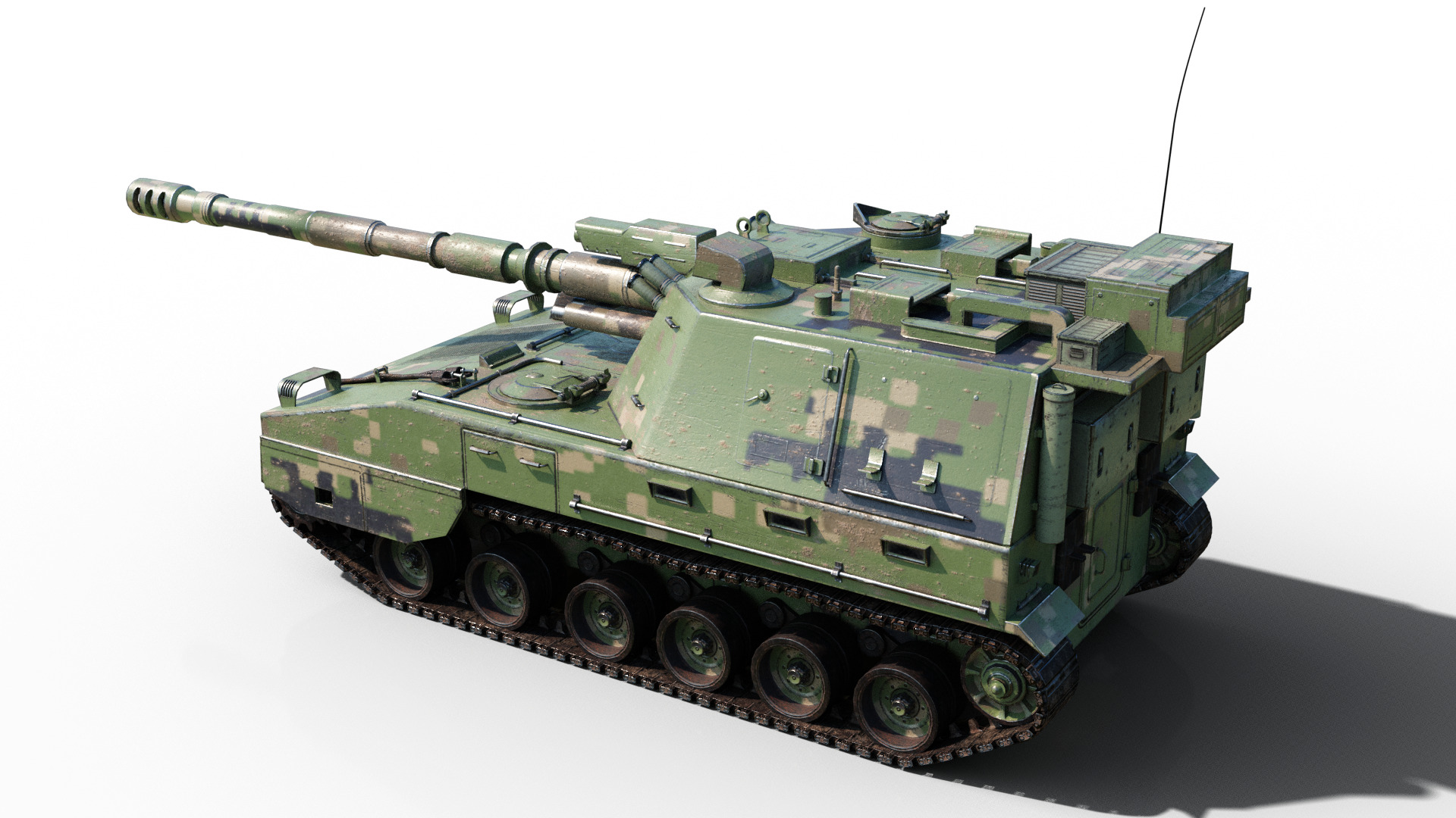 4 coatings of PLA Army PLZ45A4 155mm self-propelled howitzer Low-poly 3D model_3