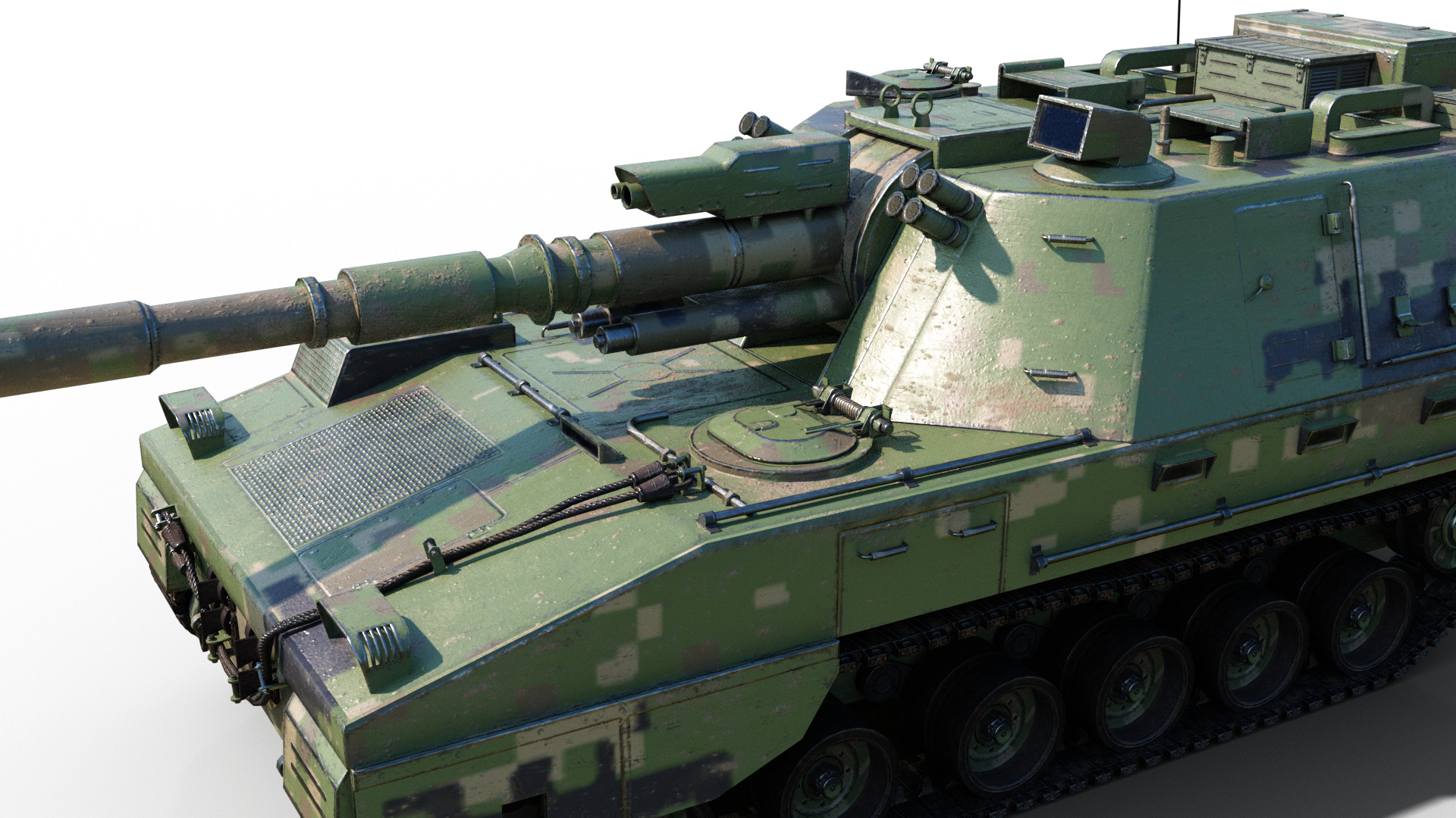 4 coatings of PLA Army PLZ45A4 155mm self-propelled howitzer Low-poly 3D model_5