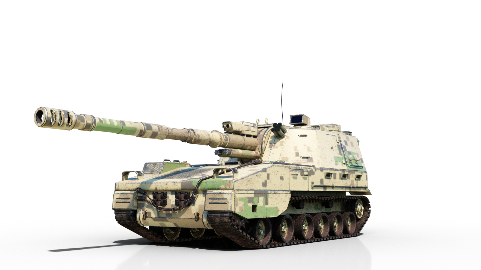 4 coatings of PLA Army PLZ45A4 155mm self-propelled howitzer Low-poly 3D model_10