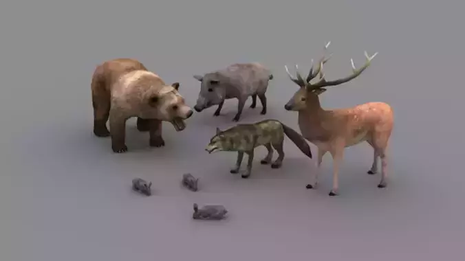 FOREST ANIMALS PACK GAME READY ANIMATED MODELS Low-poly 3D model