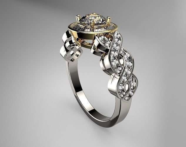 Diamond Halo Engagement Ring Vintage Style Ring 3D print model