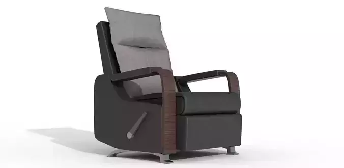 Leather and Fabric Recliner Sofa cum Armchair 3D Model