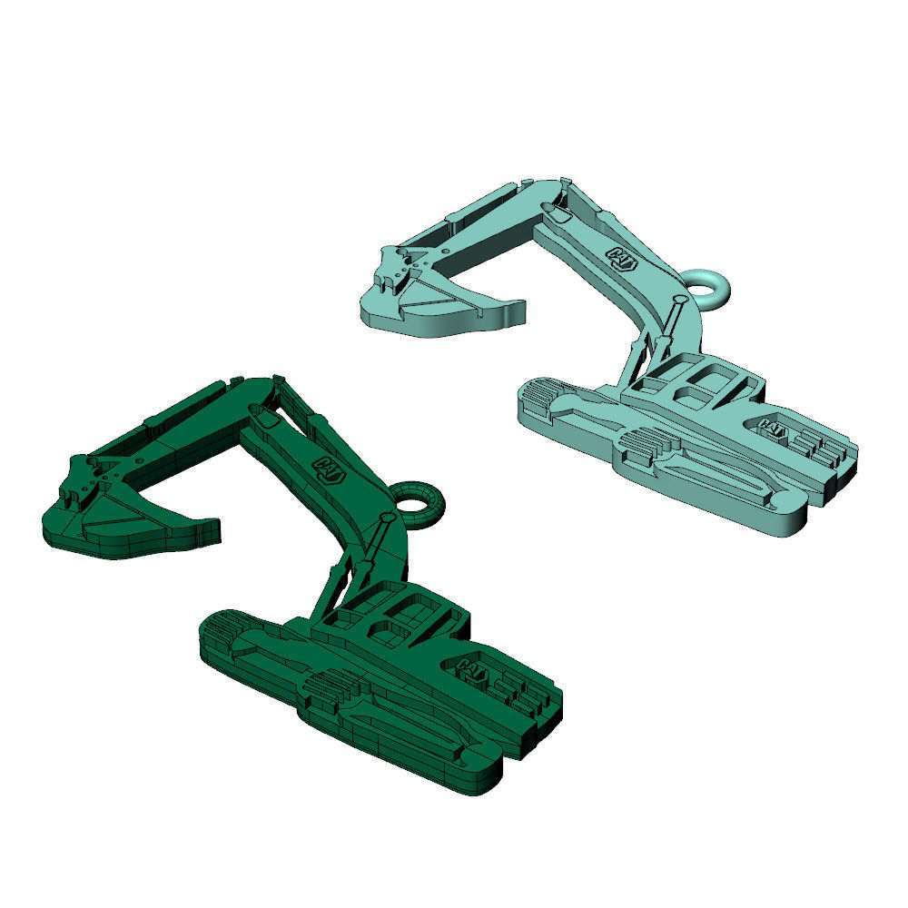 Excavator Charm Pendant 3D print model_9