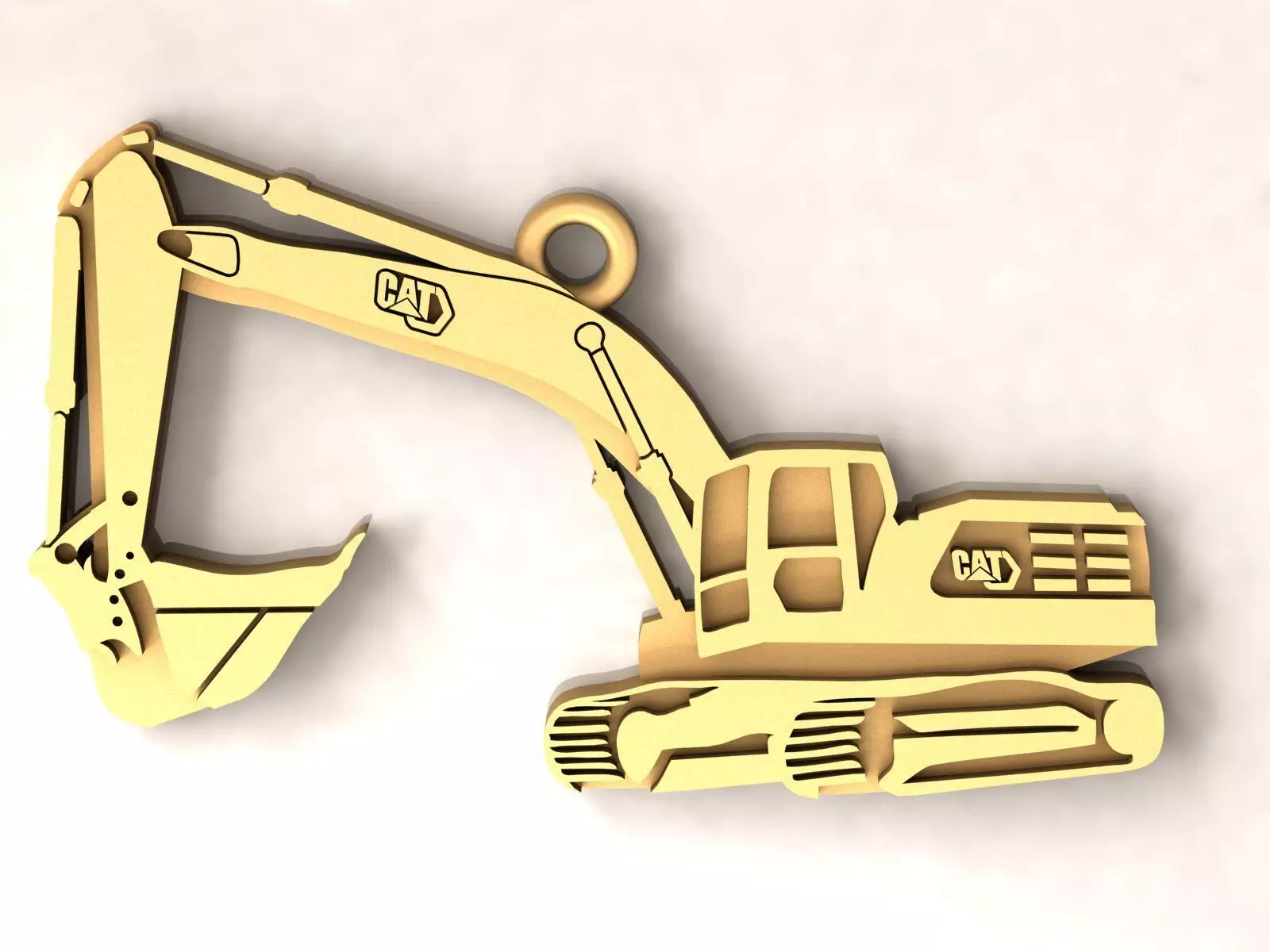 Excavator Charm Pendant 3D print model_0
