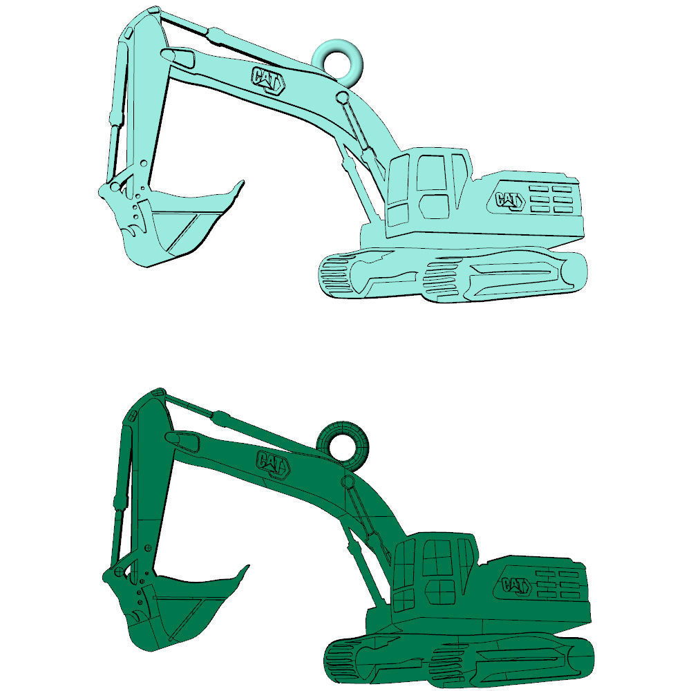 Excavator Charm Pendant 3D print model_8