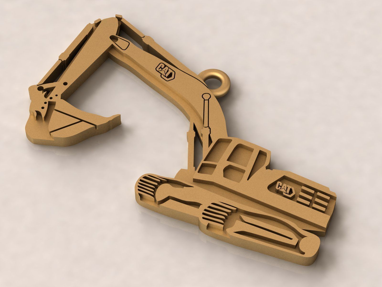 Excavator Charm Pendant 3D print model_3