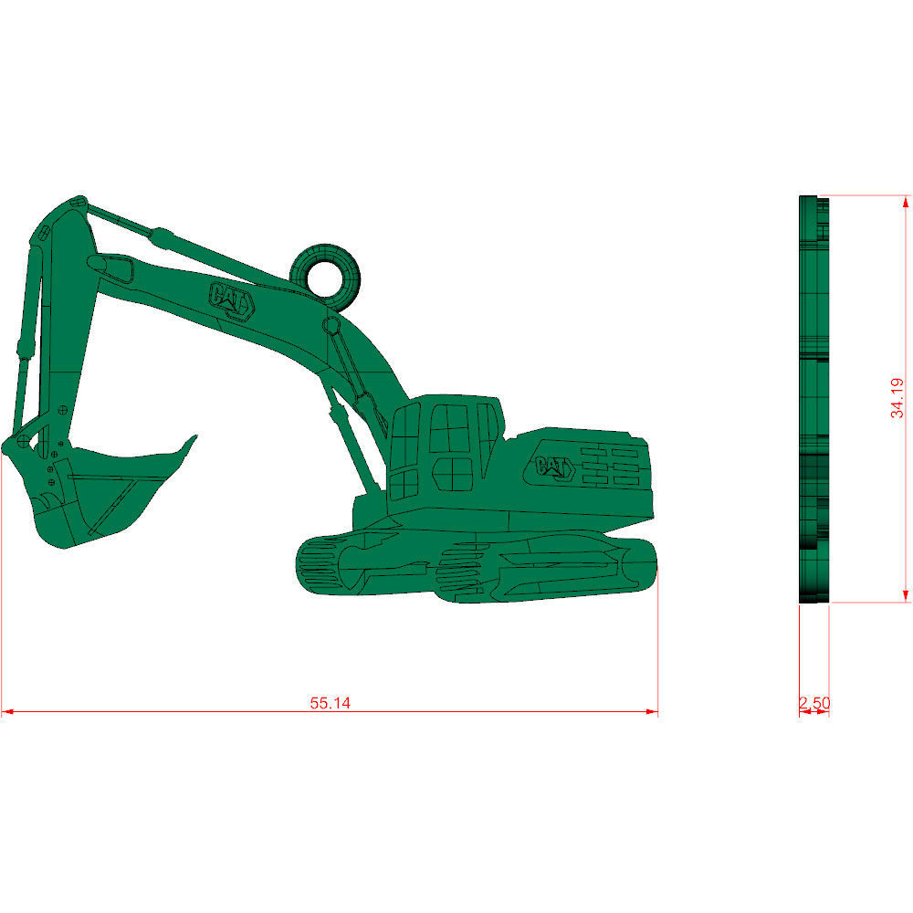 Excavator Charm Pendant 3D print model_6