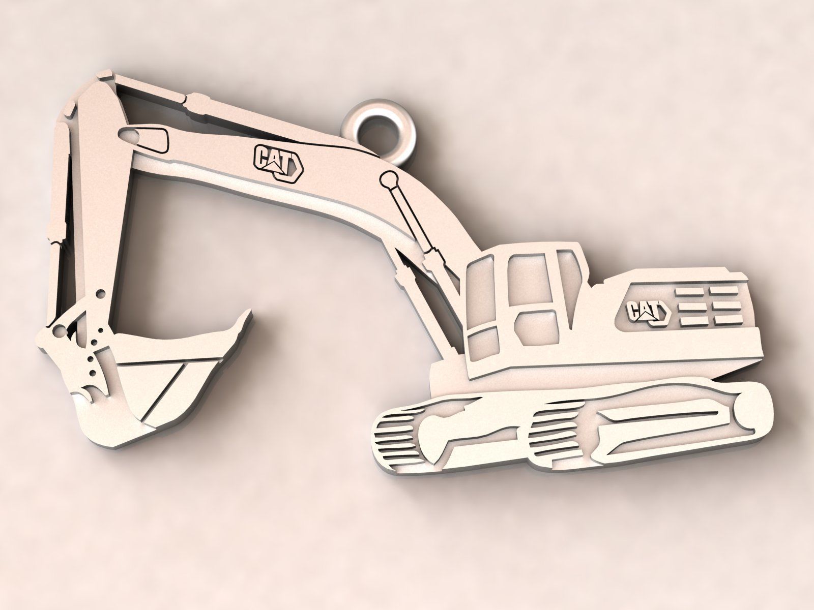 Excavator Charm Pendant 3D print model_2
