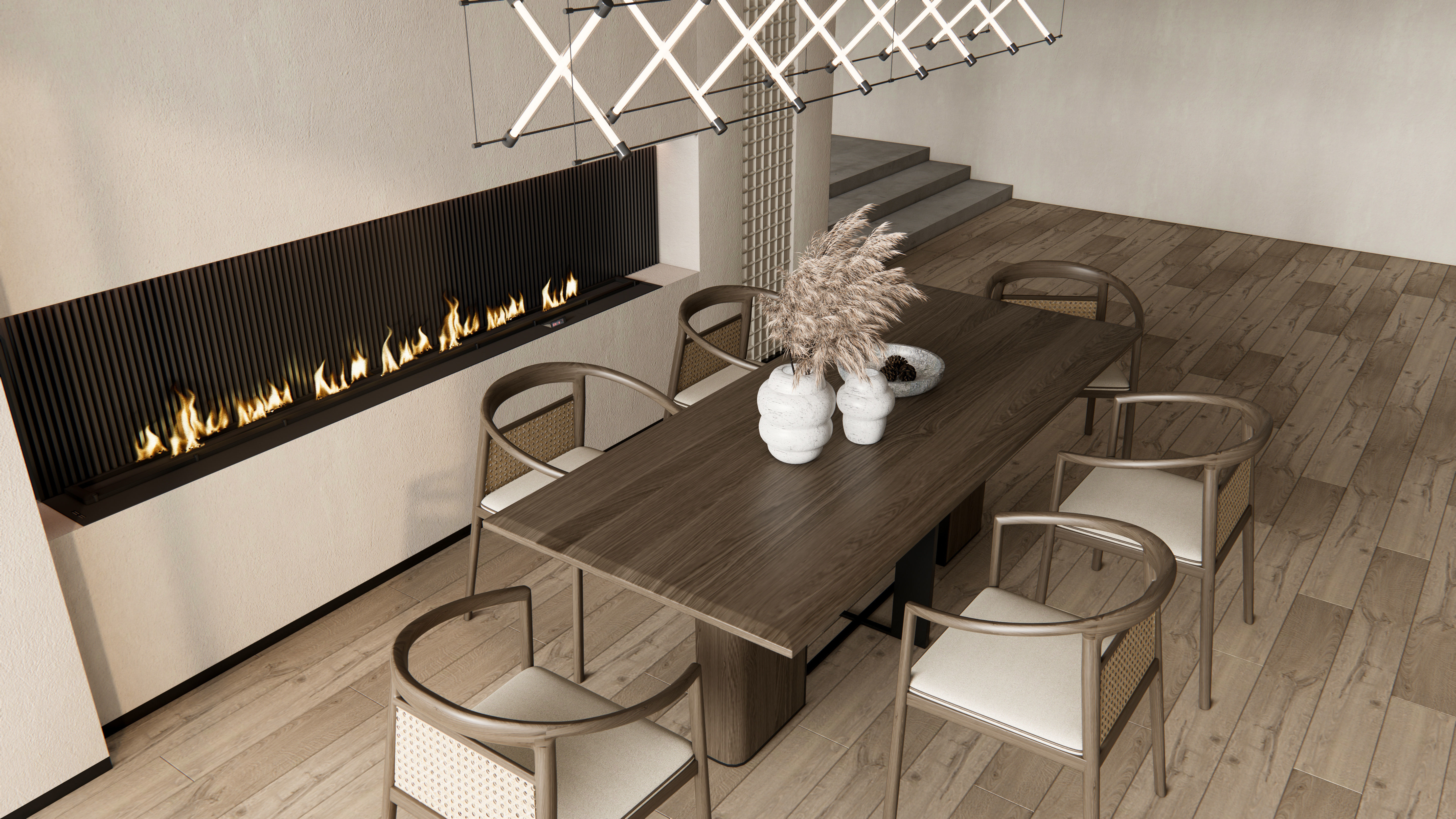 Dining room interior Dining wall Dining table full scene 02 3D model_11