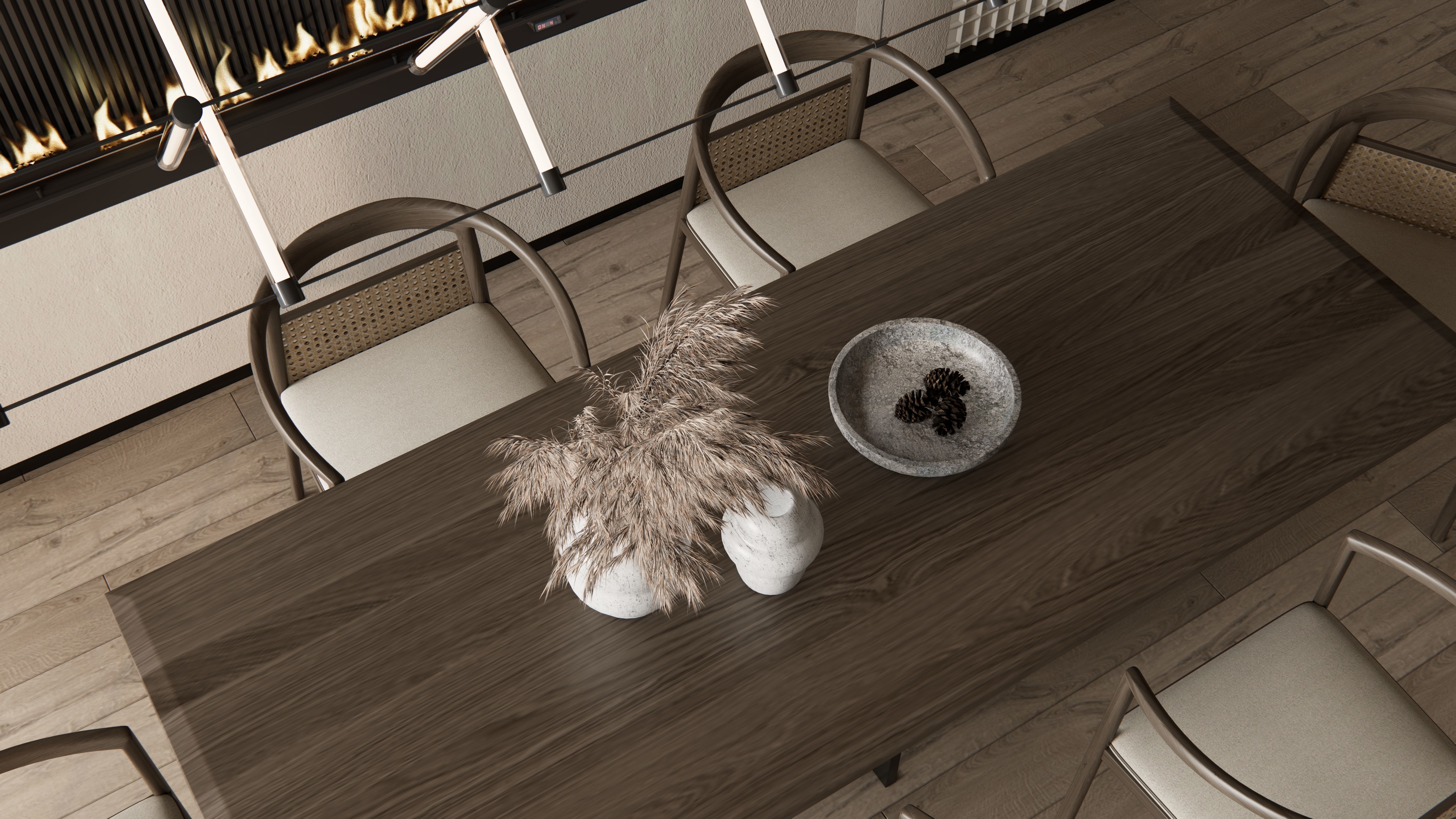 Dining room interior Dining wall Dining table full scene 02 3D model_13