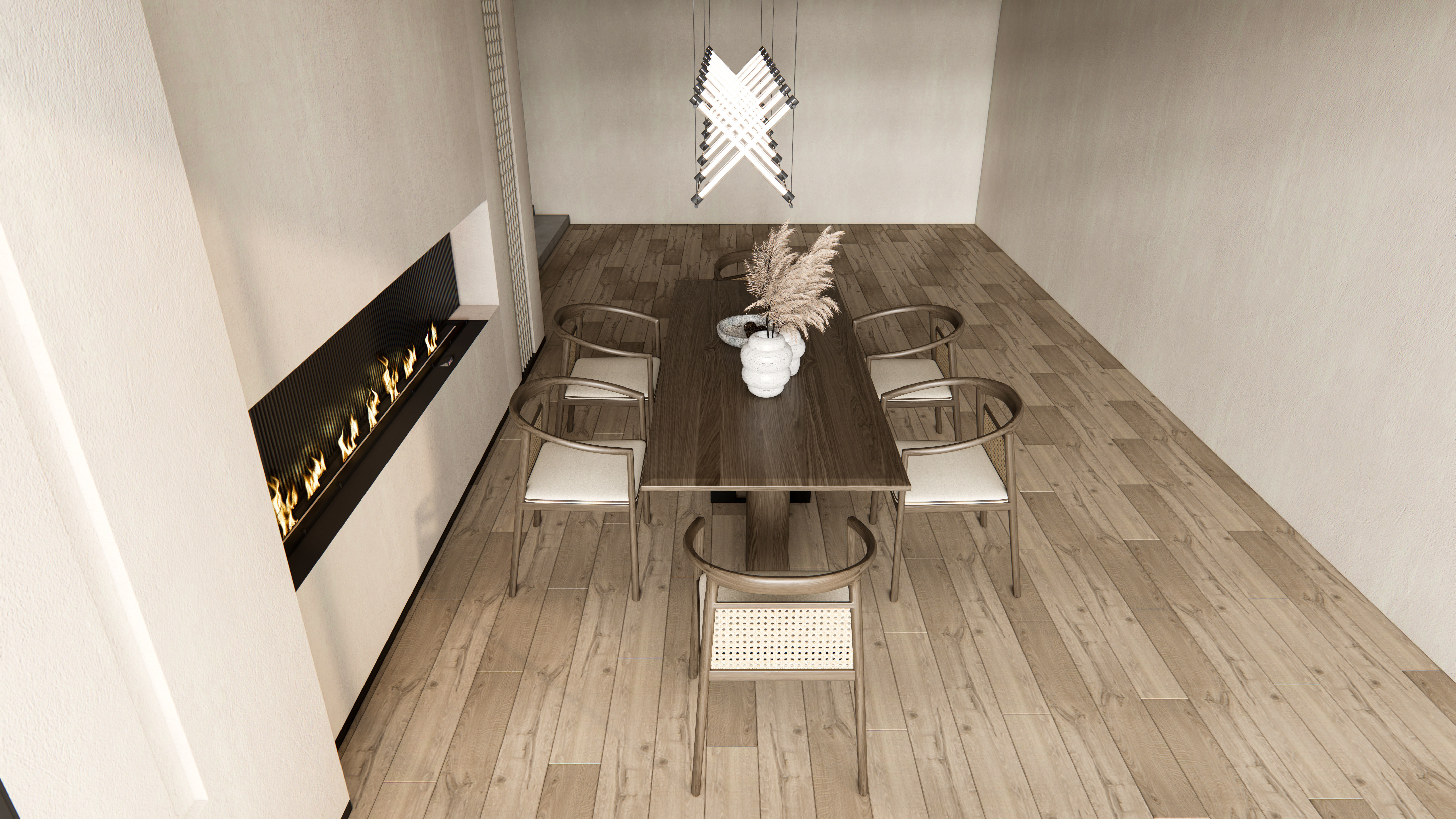 Dining room interior Dining wall Dining table full scene 02 3D model_12