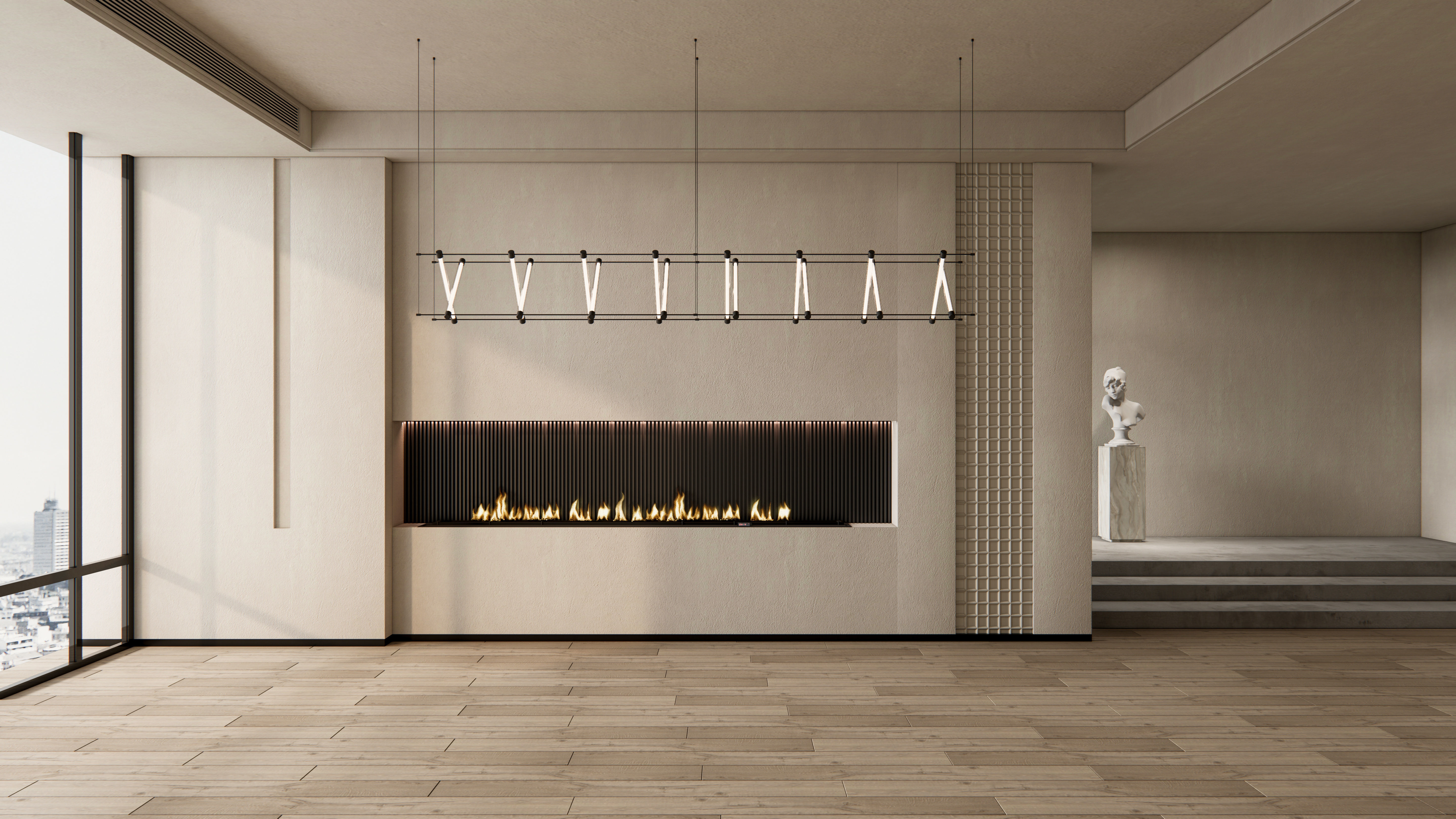 Dining room interior Dining wall Dining table full scene 02 3D model_6