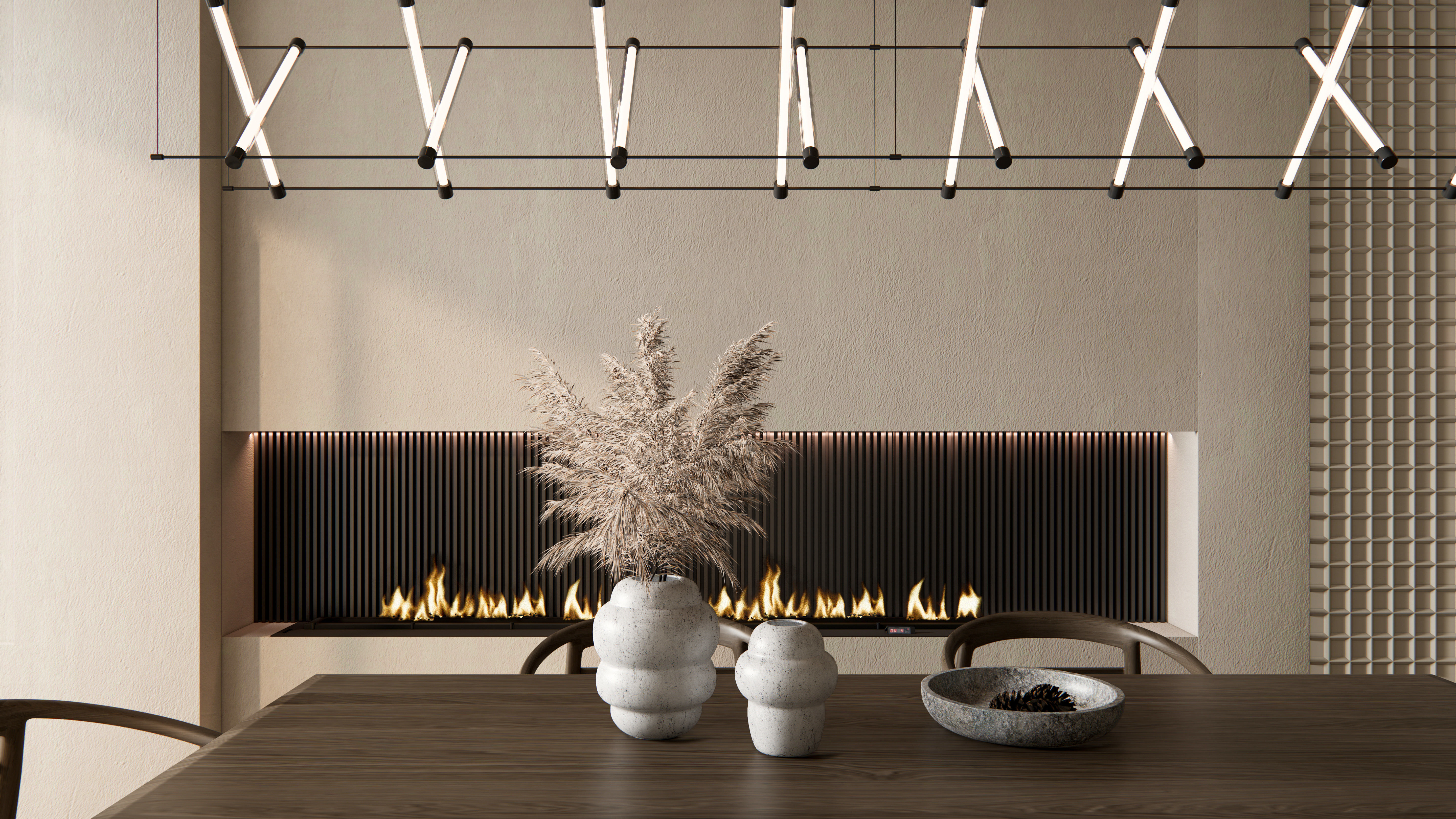 Dining room interior Dining wall Dining table full scene 02 3D model_3