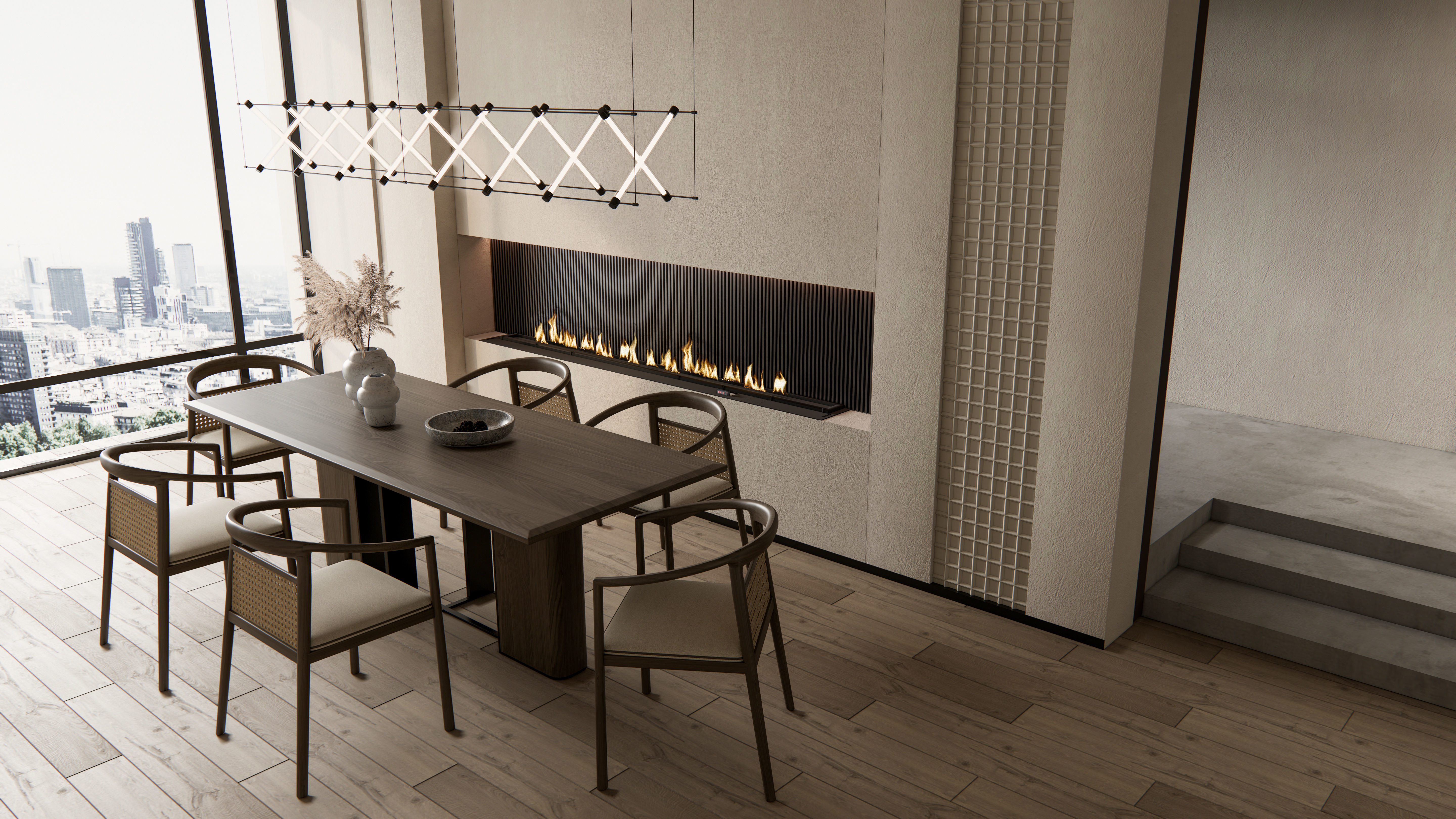 Dining room interior Dining wall Dining table full scene 02 3D model_10