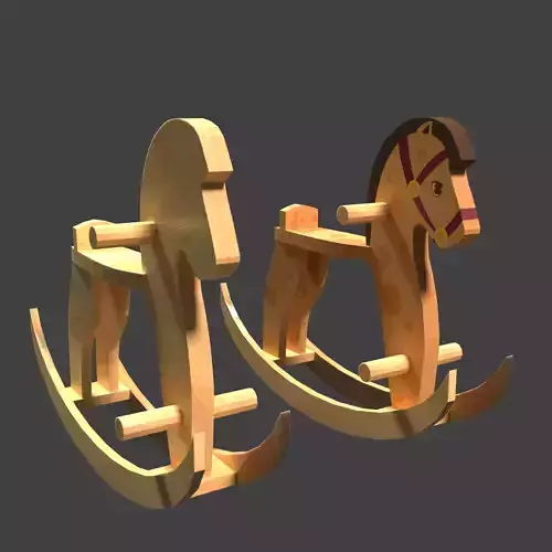 Two Wooden Rocking Horses