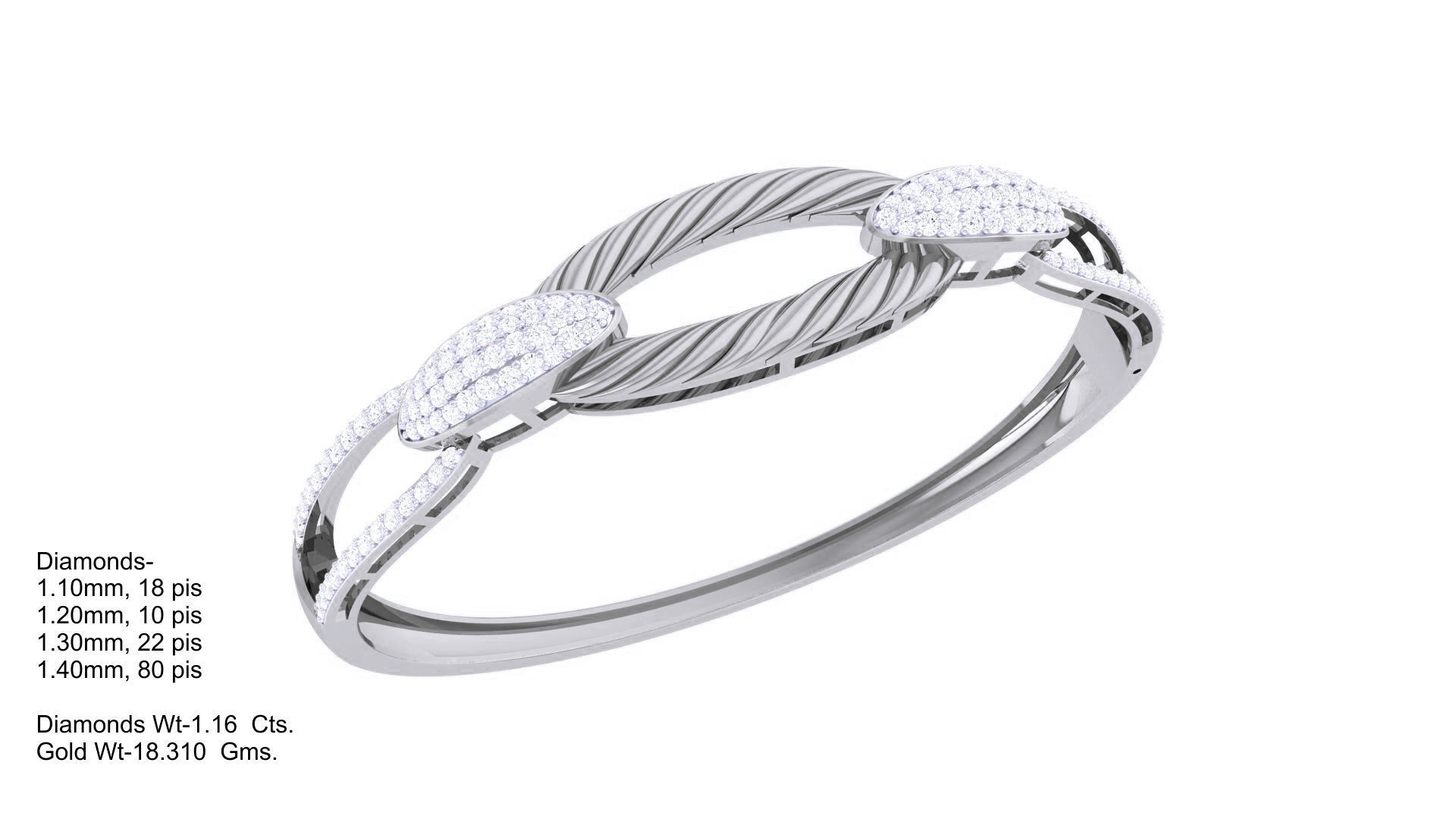 Wire Chain Link High Jewelry Italian Diamond Bracelets 3dm stl 3D print model_3