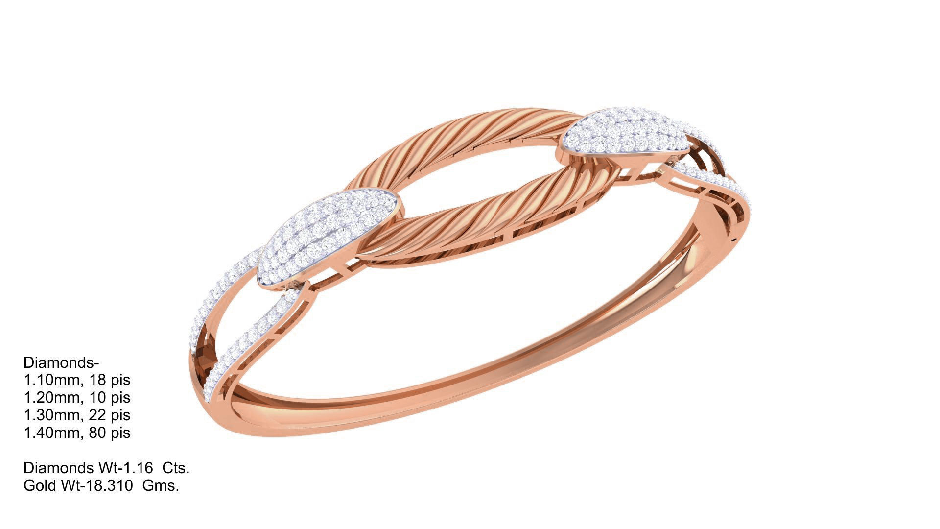 Wire Chain Link High Jewelry Italian Diamond Bracelets 3dm stl 3D print model_4