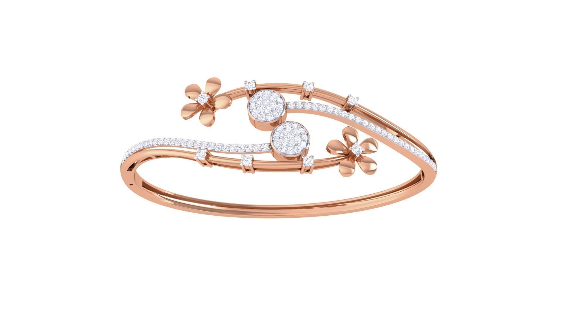 Bi Flower High Jewelry Italian Diamond Bracelets 3dm stl obj  3D print model_9