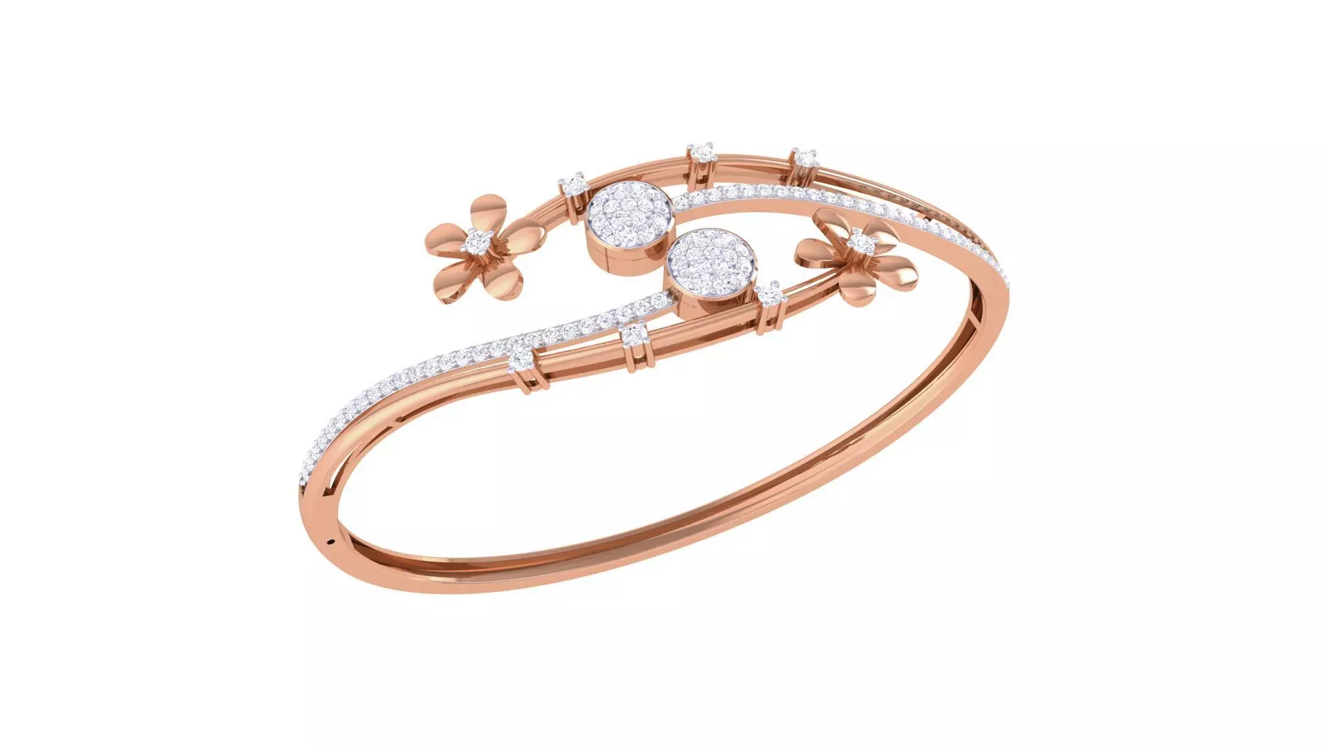 Bi Flower High Jewelry Italian Diamond Bracelets 3dm stl obj  3D print model_0