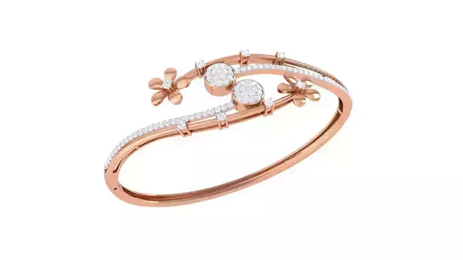 Bi Flower High Jewelry Italian Diamond Bracelets 3dm stl obj  3D print model