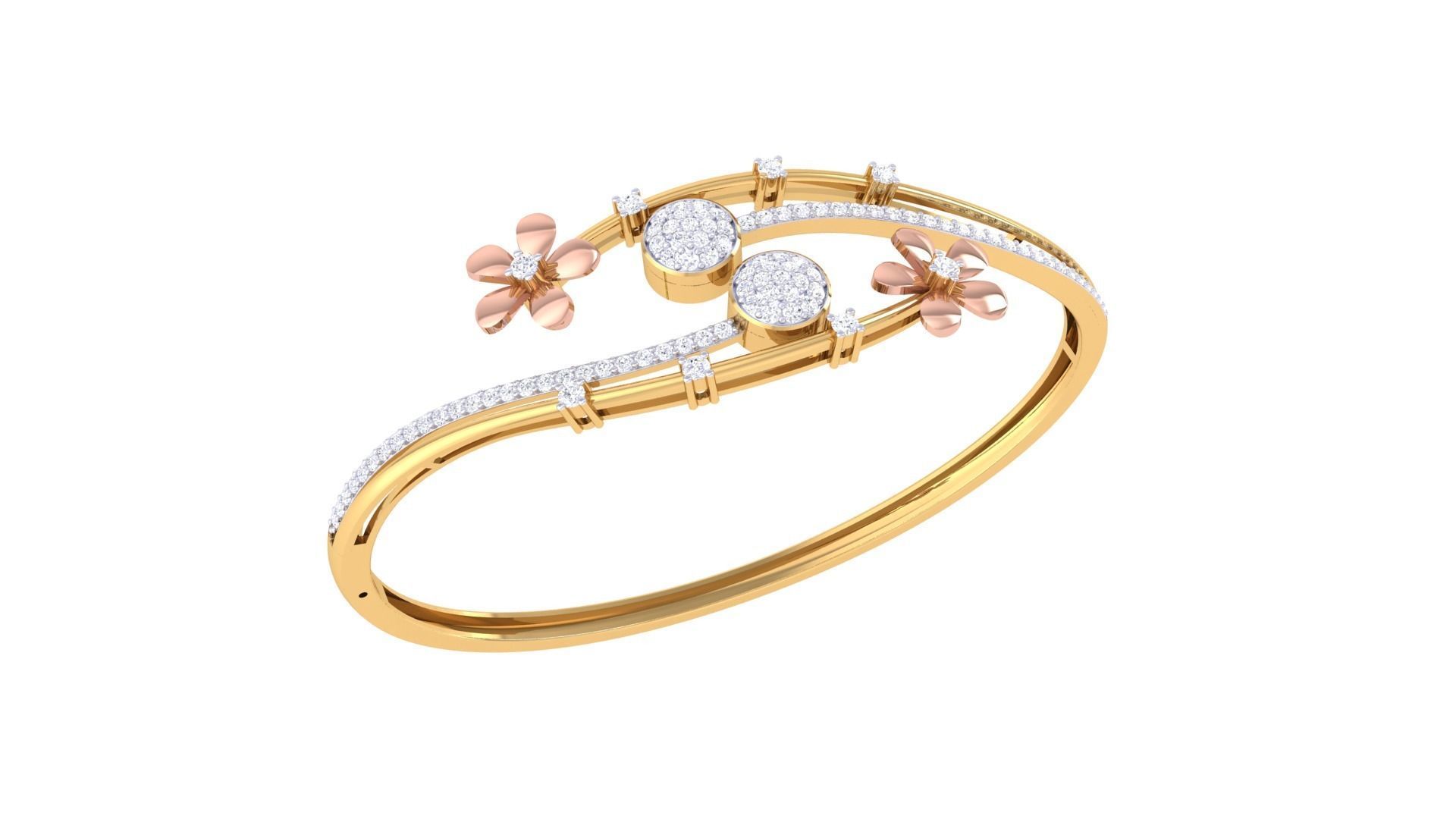 Bi Flower High Jewelry Italian Diamond Bracelets 3dm stl obj  3D print model_1