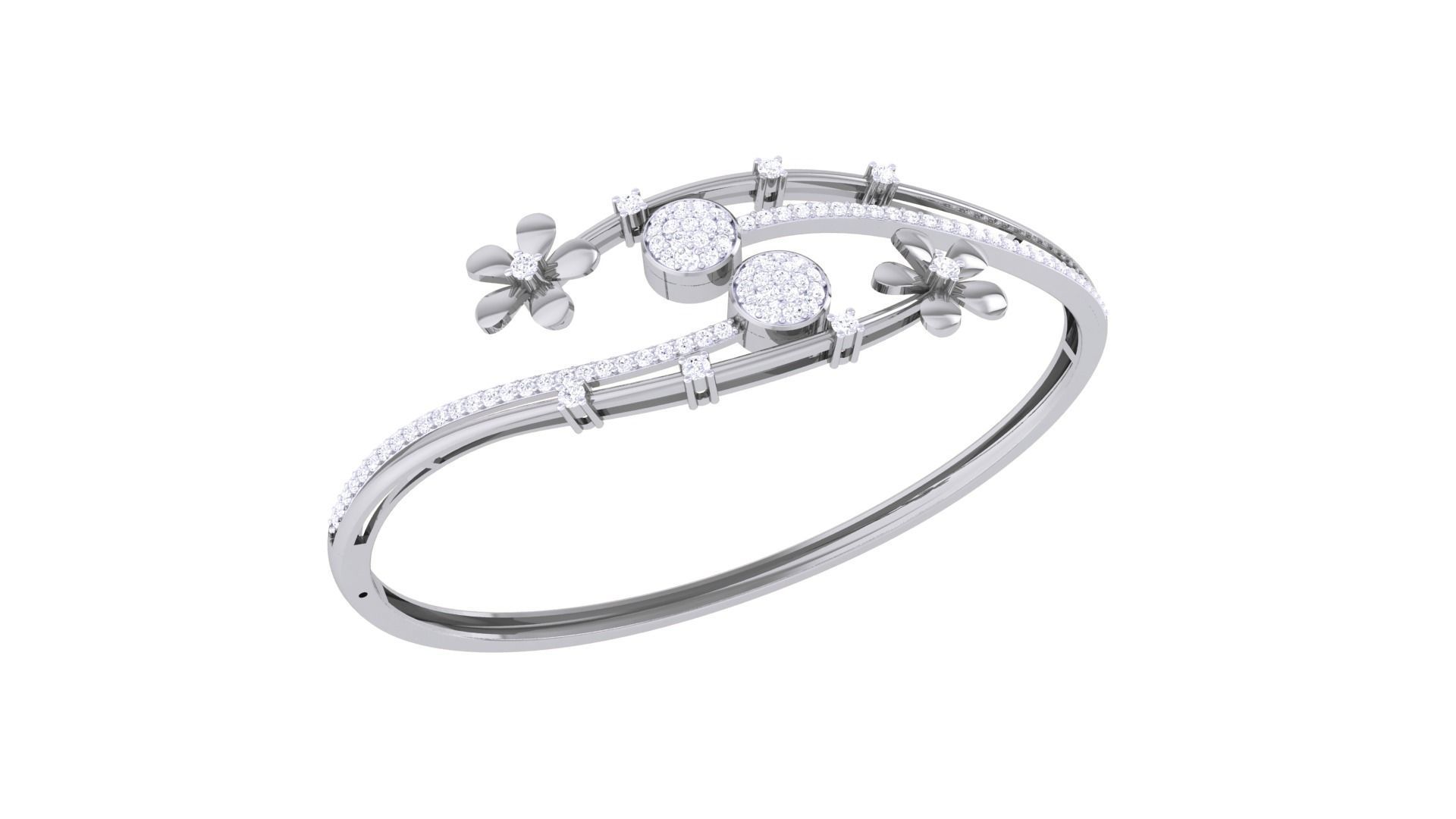 Bi Flower High Jewelry Italian Diamond Bracelets 3dm stl obj  3D print model_6