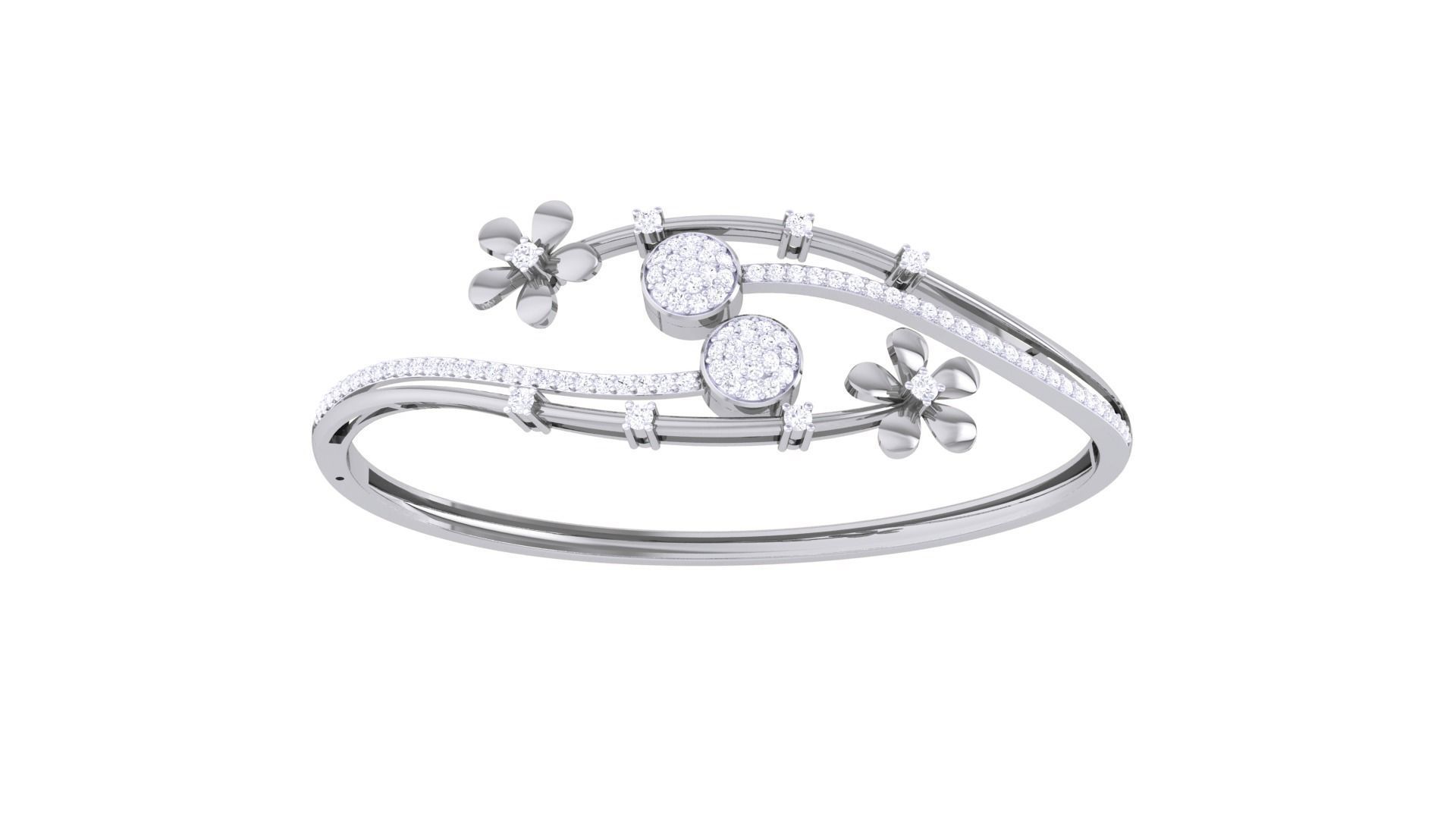 Bi Flower High Jewelry Italian Diamond Bracelets 3dm stl obj  3D print model_7