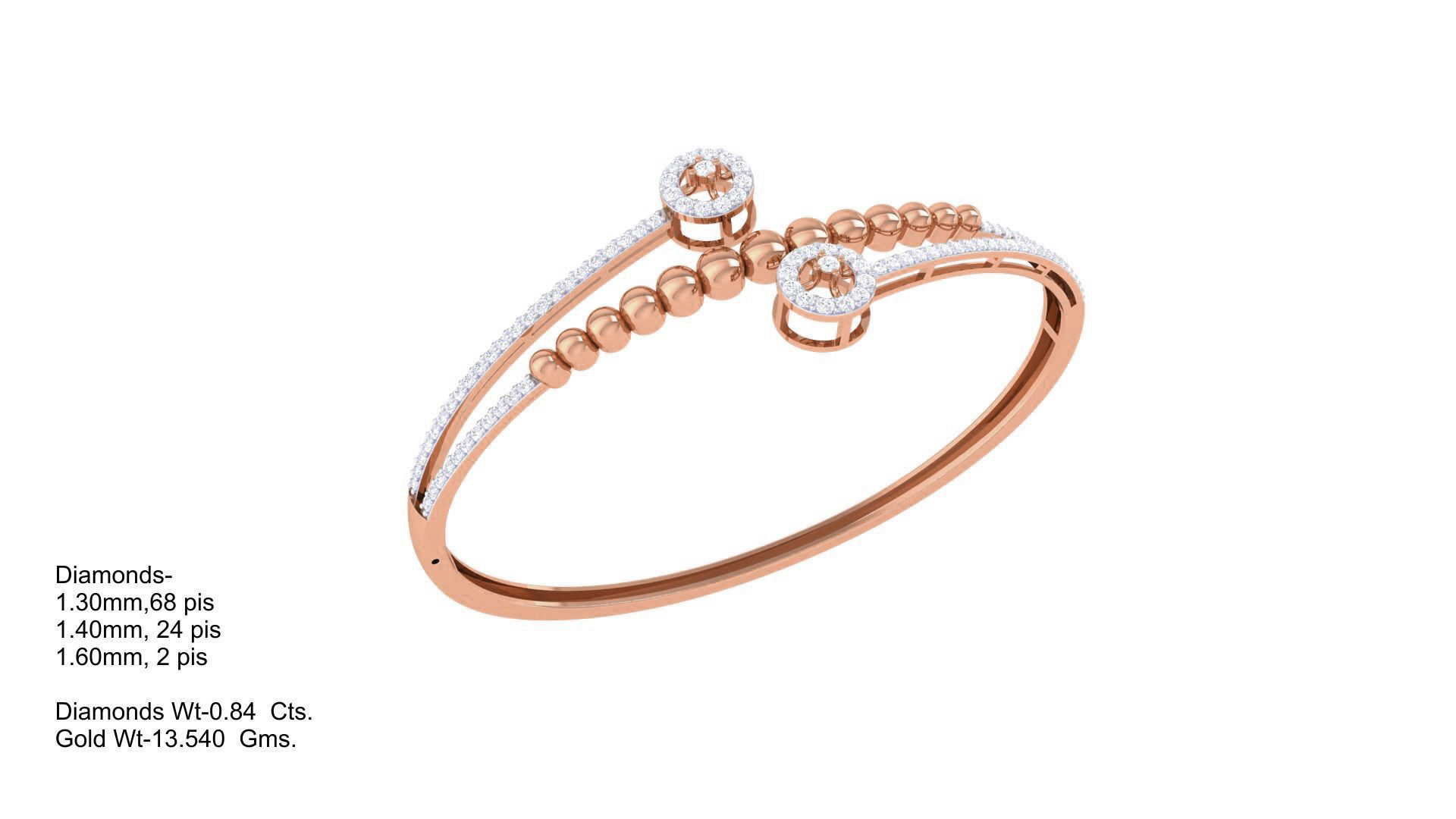 Bi Flowers High Jewelry Italian Diamond Bracelets 3dm stl obj 3D print model_4