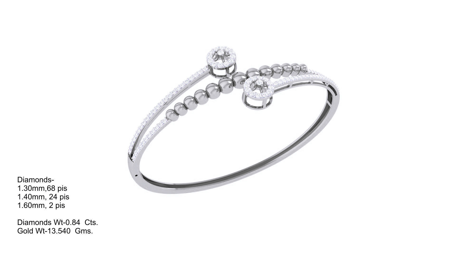 Bi Flowers High Jewelry Italian Diamond Bracelets 3dm stl obj 3D print model_3