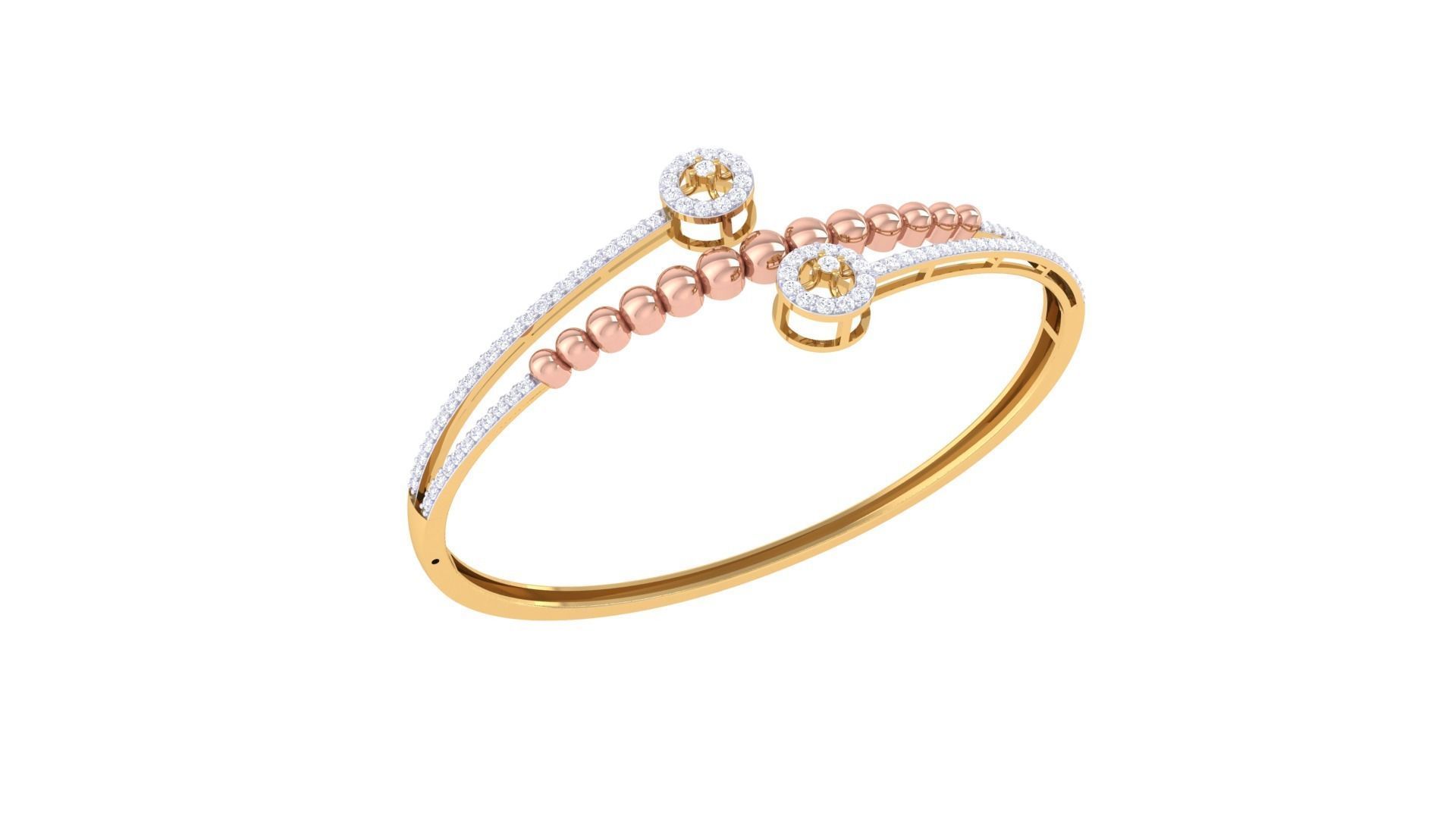 Bi Flowers High Jewelry Italian Diamond Bracelets 3dm stl obj 3D print model_1