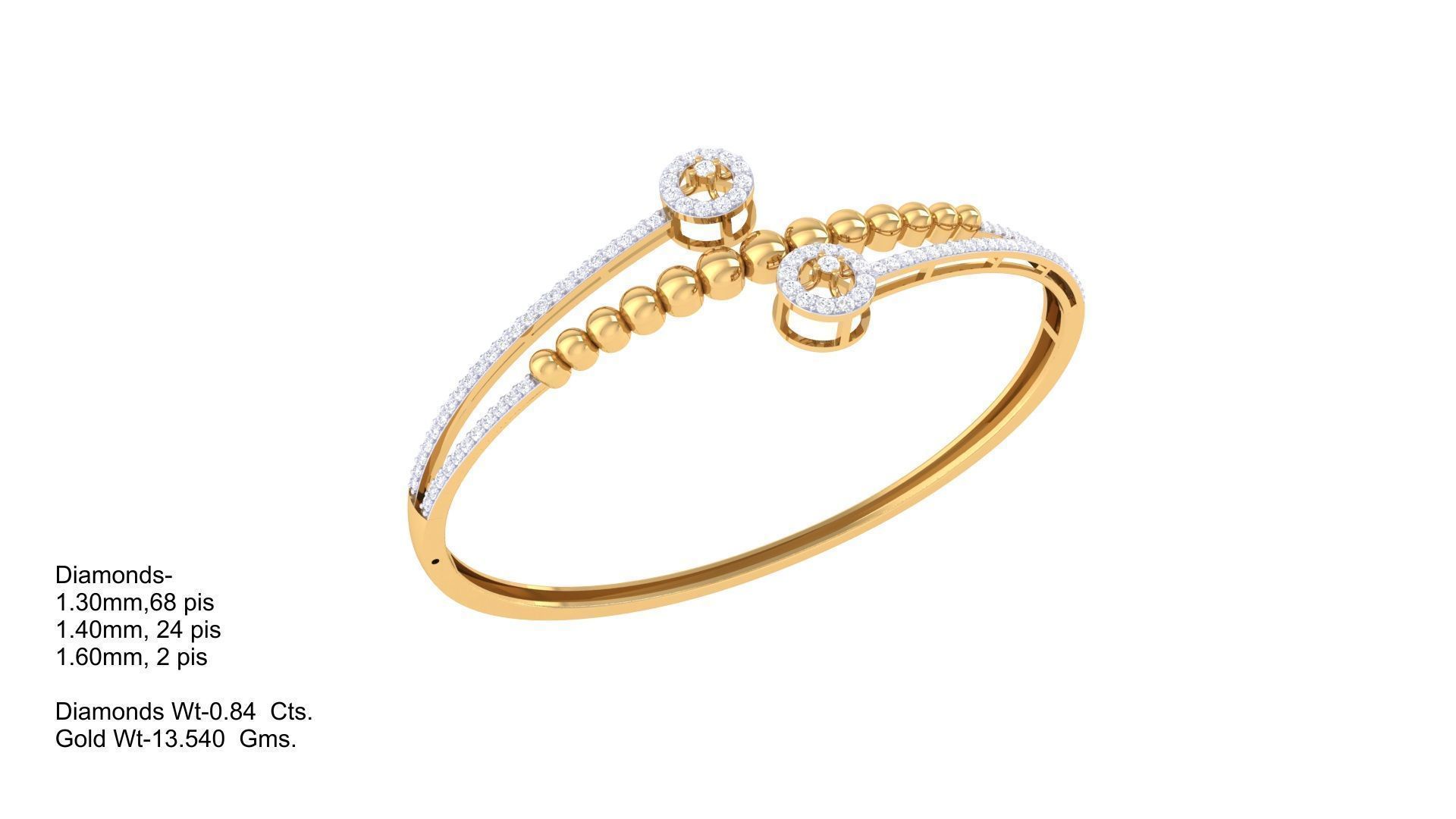 Bi Flowers High Jewelry Italian Diamond Bracelets 3dm stl obj 3D print model_2