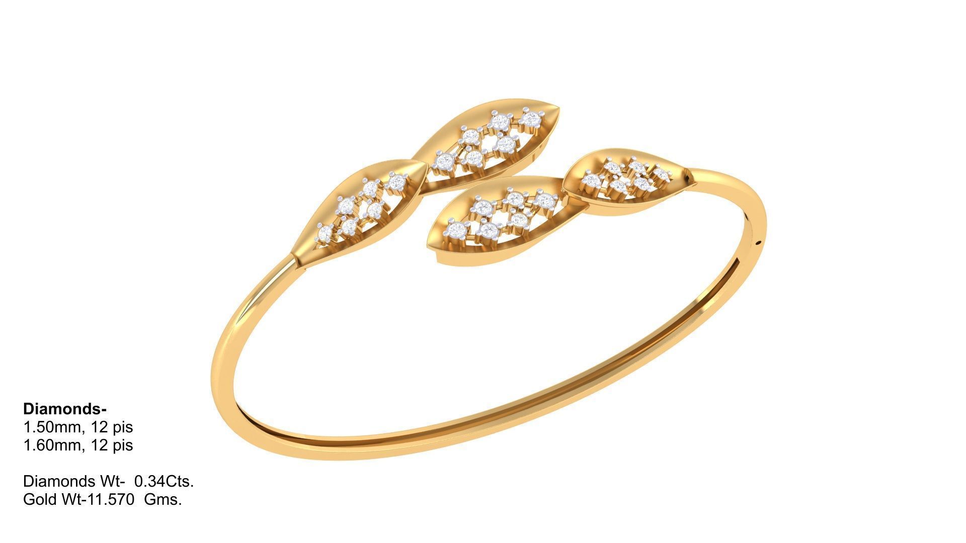 Bi Flower High Jewelry Italian Diamond Bracelets 3dm stl obj  3D print model_2