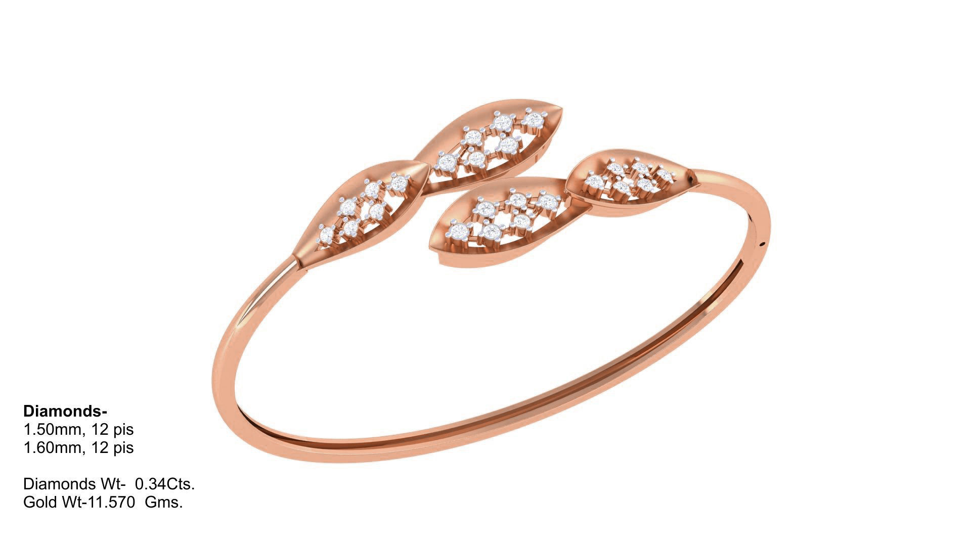 Bi Flower High Jewelry Italian Diamond Bracelets 3dm stl obj  3D print model_1