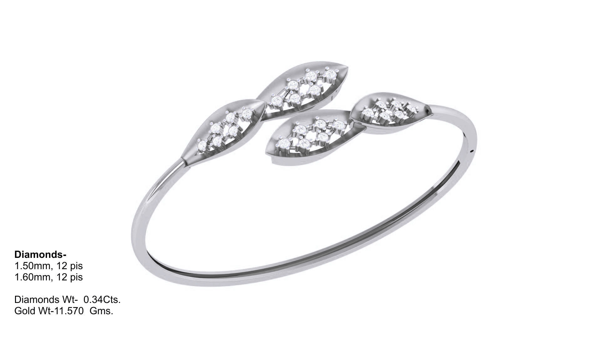 Bi Flower High Jewelry Italian Diamond Bracelets 3dm stl obj  3D print model_3