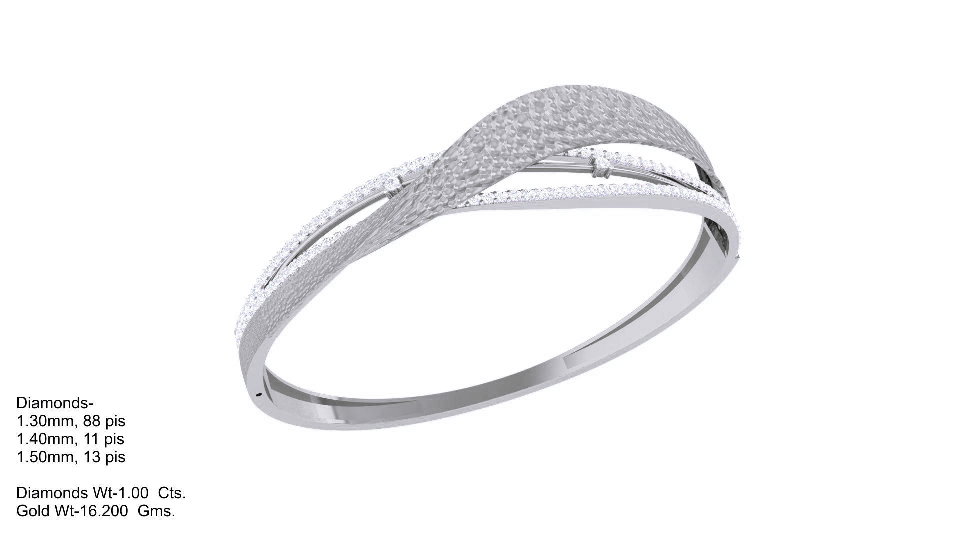 Twisted High Jewelry Italian Diamond Bracelets 3dm stl obj gltf 3D print model_3