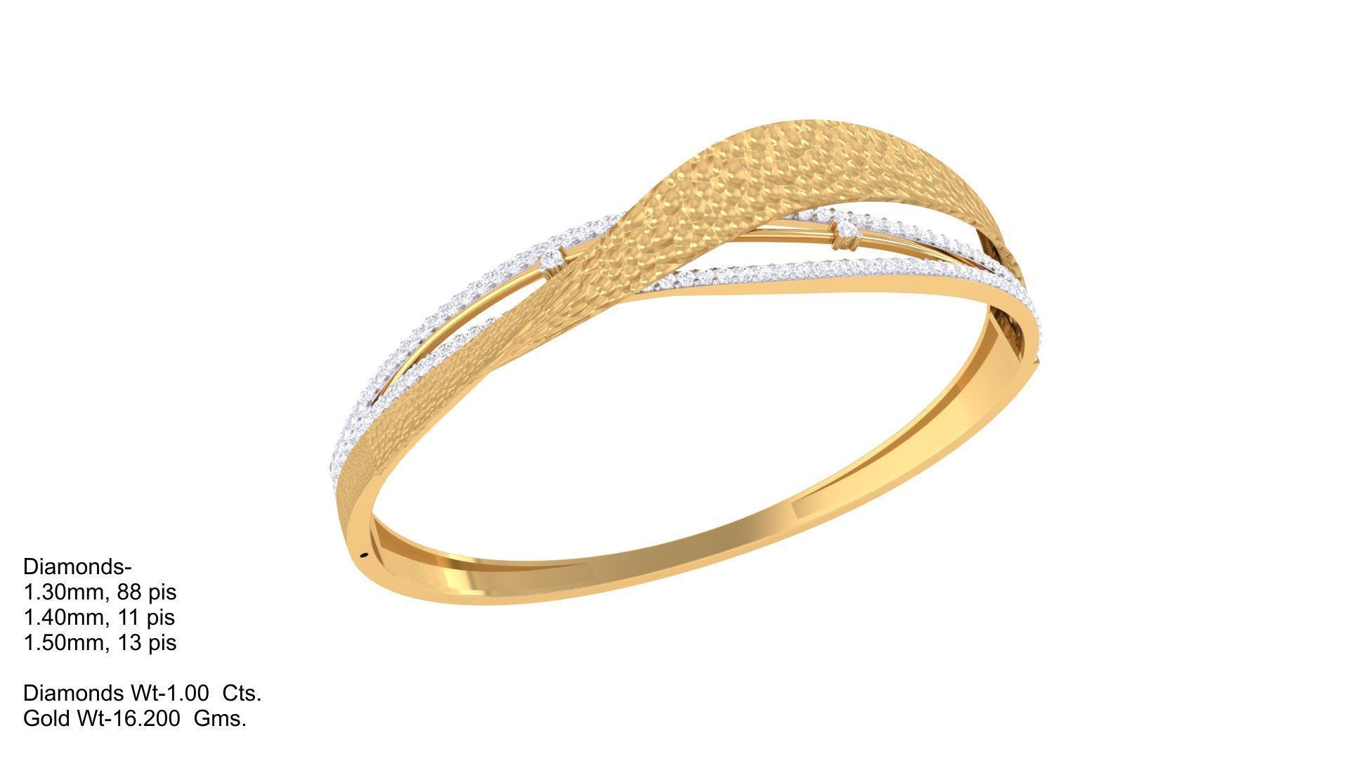 Twisted High Jewelry Italian Diamond Bracelets 3dm stl obj gltf 3D print model_1