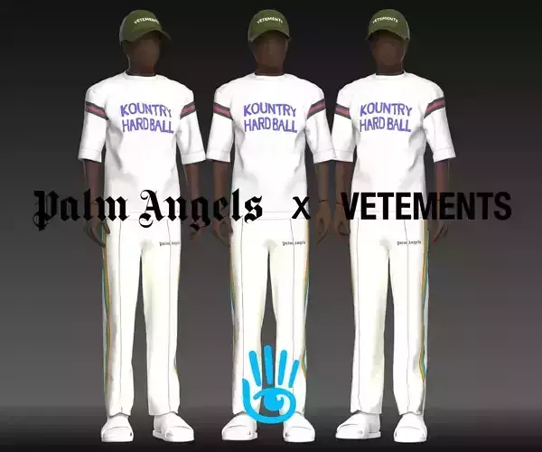 Palm Angels x Vetements Low-Poly Outfit Game ready 2 Low-poly 3D model