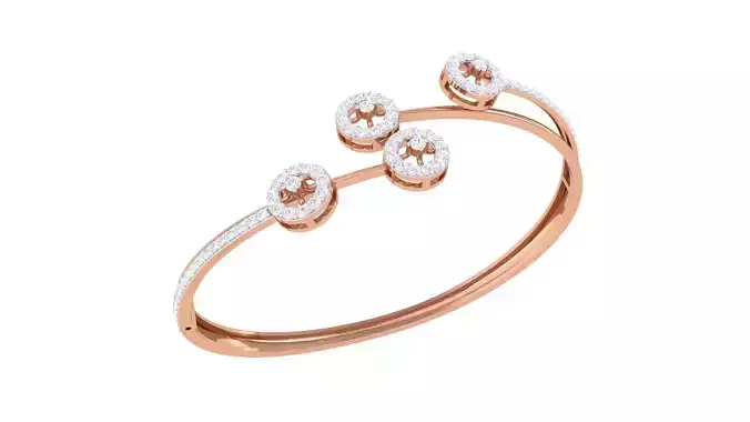 Four Flowers High Jewelry Italian Diamond Bracelets 3dm stl obj 