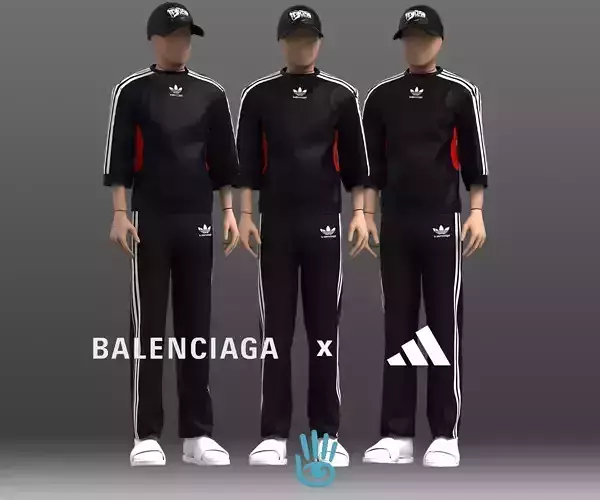 Adidas x Balenciaga x Dior Low-Poly Outfit Game ready Low-poly 3D model