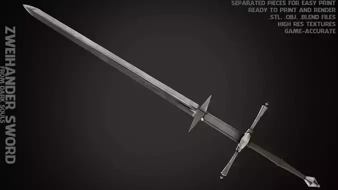 Dark Souls Zweihander GreatSword for Cosplay 3D print model