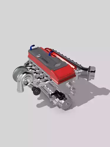 Ford Barra Turbo Engine LOW POLY Low-poly 3D model
