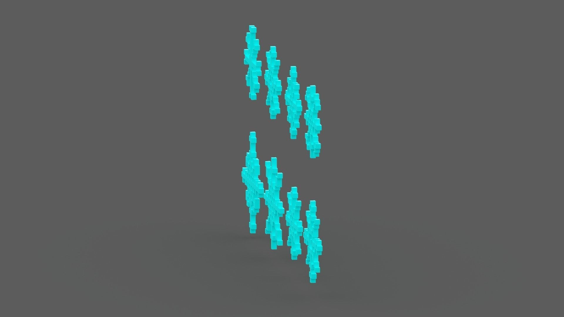 Pixel Snowflake Icon Set Low-poly 3D model_3