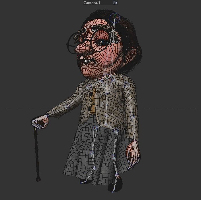 Cartoon Old Woman  Low-poly 3D model_6