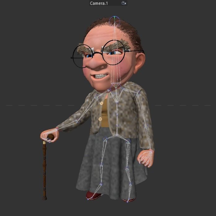 Cartoon Old Woman  Low-poly 3D model_3