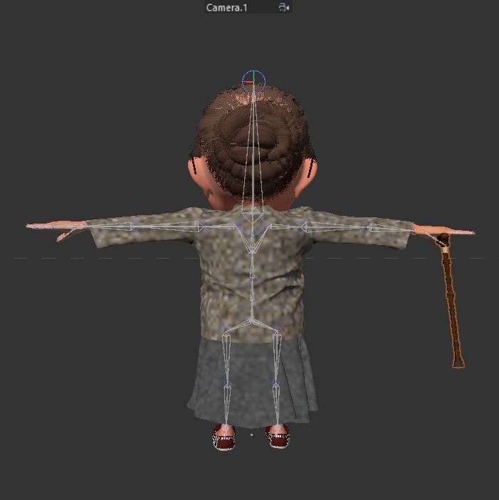 Cartoon Old Woman  Low-poly 3D model_4