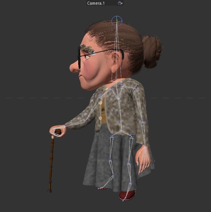 Cartoon Old Woman  Low-poly 3D model_5