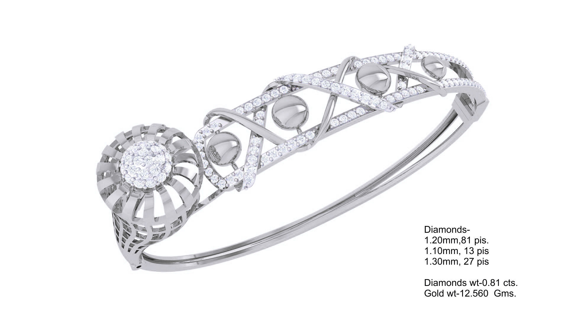 Flower Wire Mesh High Jewelry Italian Diamond Bracelets 3dm stl 3D print model_2