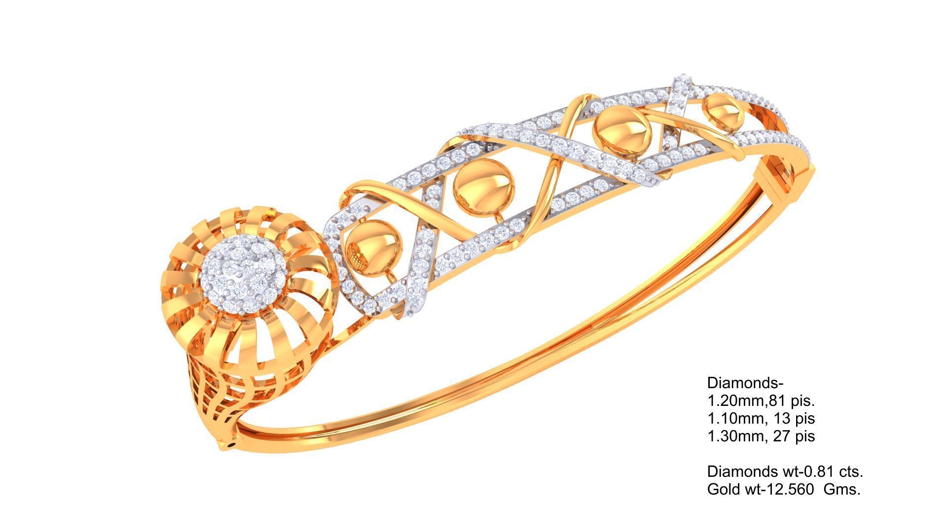 Flower Wire Mesh High Jewelry Italian Diamond Bracelets 3dm stl 3D print model_1