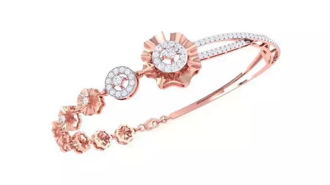 Flowers on Chain High Jewelry Italian Diamond Bracelets 3dm stl